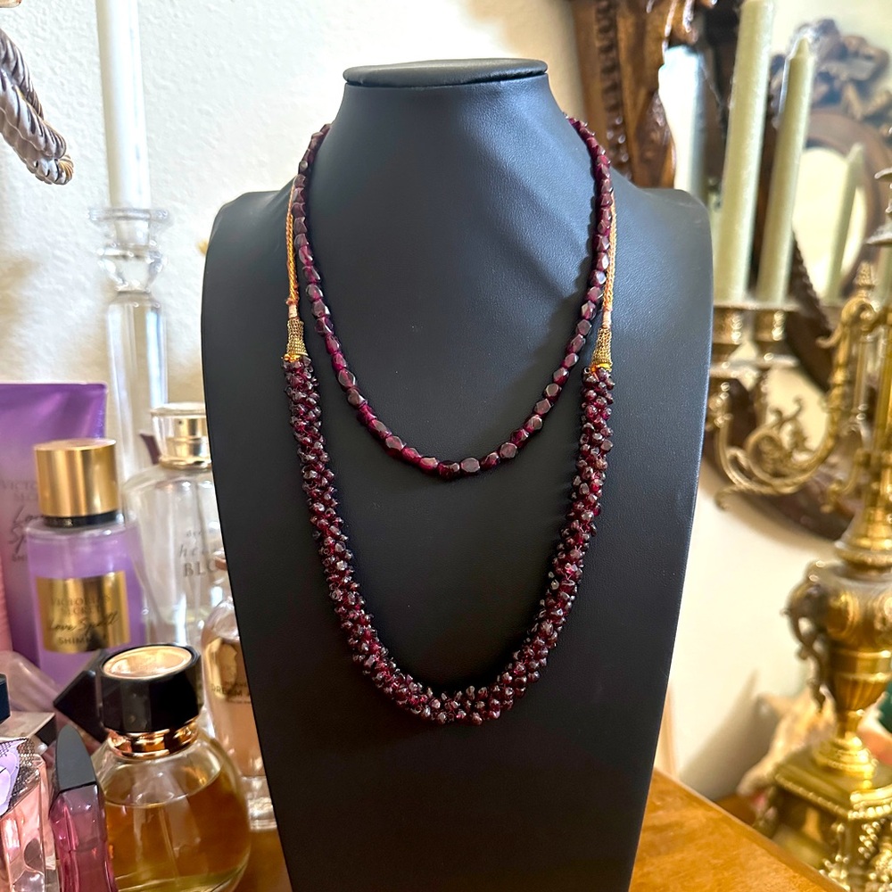 Elegant Garnet Beaded Necklaces